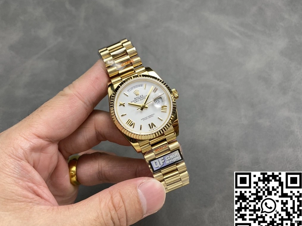 v5 Day 36mm Factory Dial Date White QF Yellow Rolex M128238-0113 Tungsten Steel Gold 1214